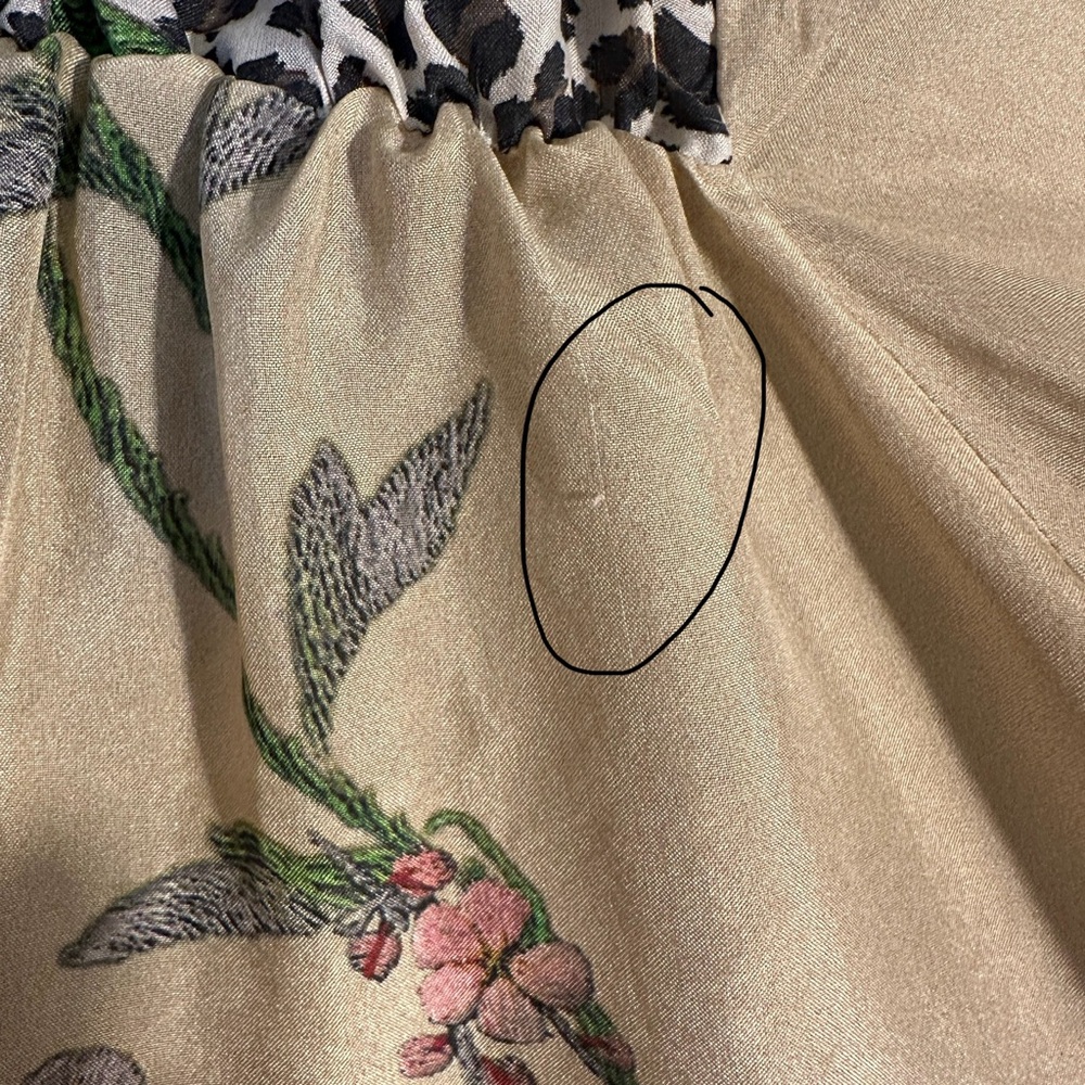 Johnny Was Kofi Blouse Women's XS Beige Orange 100% Silk Floral Animal Print - Picture 13 of 14